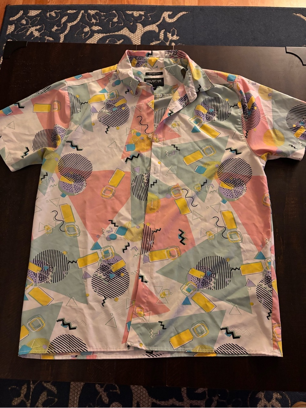 Geo Pattern Pastel Short Sleeve Button-Down Shirt